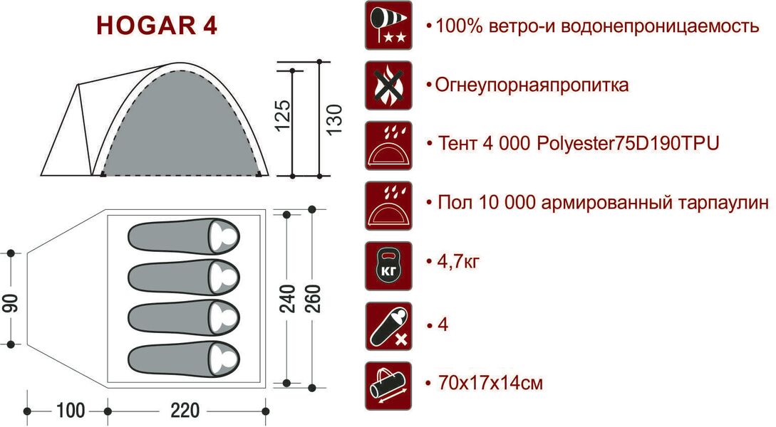 Палатка Indiana HOGAR 4, Название цвета: Хаки, Размер: 3200х2600х1300, Количество мест: 4, Страна-производитель: КИТАЙ, изображение 4