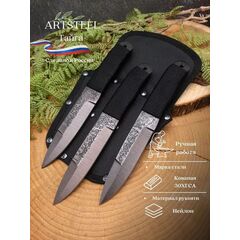 Нож Тайга из стали 30ХГСА, рукоять сталь, нейлон, Название цвета: Черный матовый; Сталь 30хгса; Рукоять сталь, нейлон, Товаров в упаковке, шт: 3, Страна-производитель: РОССИЯ