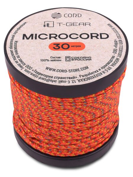 Микрокорд T-Gear x CORD nylon катушка 30м световозвращающий (Orange X), Название цвета: Orange X, Страна-производитель: РОССИЯ, изображение 2