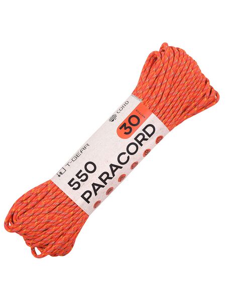 Паракорд 550 T-Gear x CORD nylon 30м световозвращающий (Orange X), Название цвета: Orange X, Страна-производитель: РОССИЯ, изображение 2