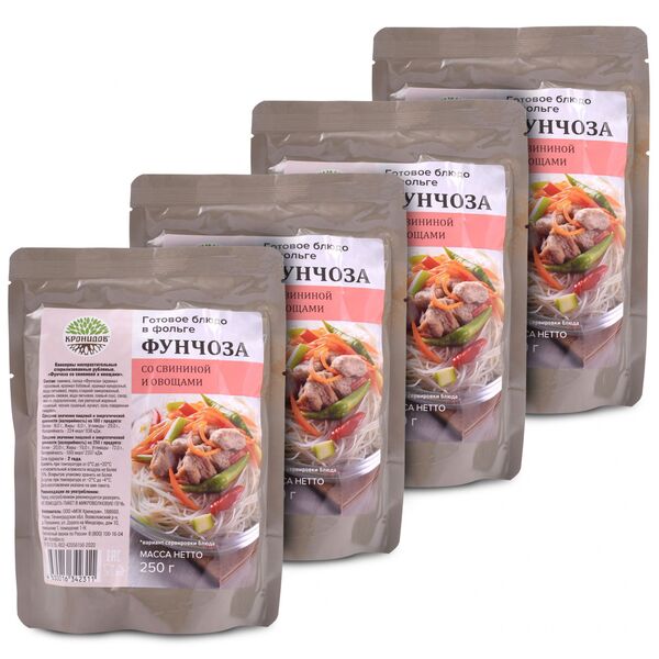 Готовое блюдо Фунчоза со свининой и овощами 250 г. (Кронидов) 4шт, 1кг
