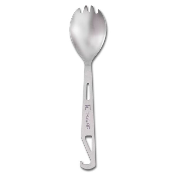 Ловилка с крючком титановая T-Gear Titanium Hooked Spork Polished, изображение 3