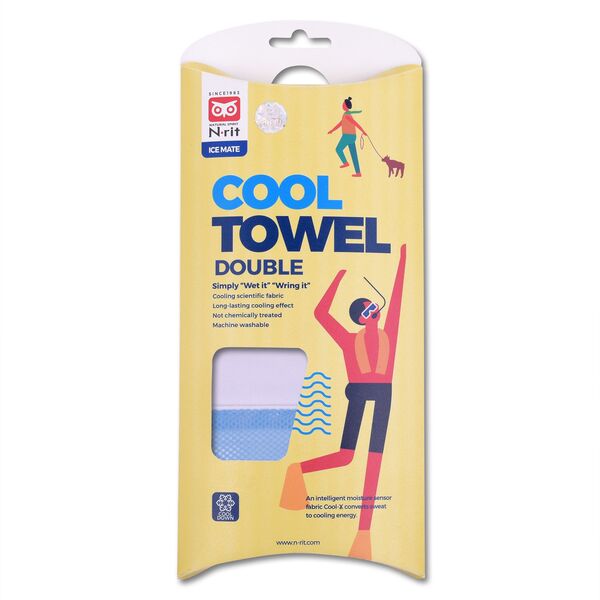 N-Rit охлаждающее полотенце IceMate Cool Towel Double 20*80 белый/голубой, Название цвета: Белый / Голубой, Товаров в упаковке, шт: 1, Размер: 20*80, Варианты:  , Страна-производитель: ЮЖНАЯ КОРЕЯ, изображение 3