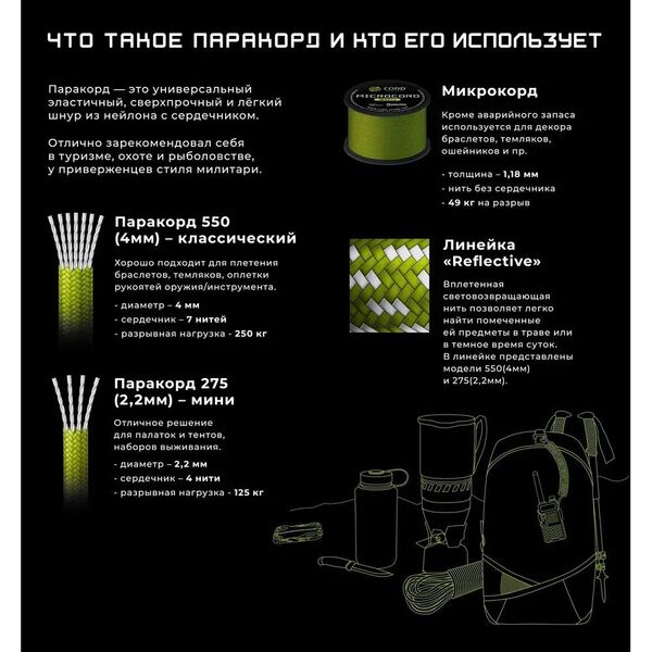 Микрокорд CORD катушка 10м (tan), Название цвета: Светло-коричневый, Товаров в упаковке, шт: 1, Варианты:  , Страна-производитель: РОССИЯ, изображение 3