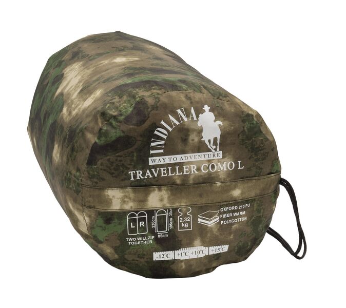 Спальный мешок Indiana Traveller Camo L, Название цвета: Камуфляж, Сторона состегивания: Слева, изображение 3