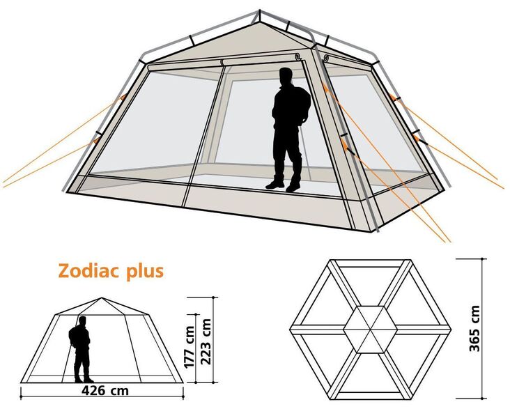 Тент-шатер Canadian Camper Zodiac Plus woodland, Название цвета: Woodland, Размер: 4260x3650x2230, Страна-производитель: КИТАЙ, изображение 2