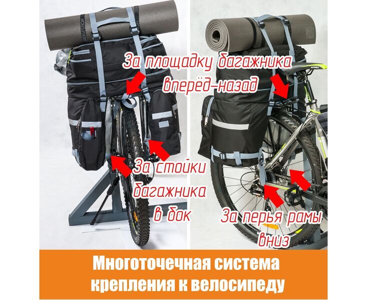 Велорюкзак на багажник 35-50 литров, рюкзак для велосипеда, Название цвета: Голубой, Страна-производитель: РОССИЯ, изображение 3