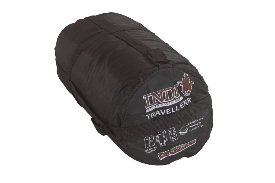 Спальный мешок Indiana Traveller L, Название цвета: Черный / Темно-зеленый, Сторона состегивания: Слева, изображение 3